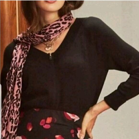 Cabi Switch black v neck full zip front cardigan sweater size Medium #5453 - Picture 1 of 16